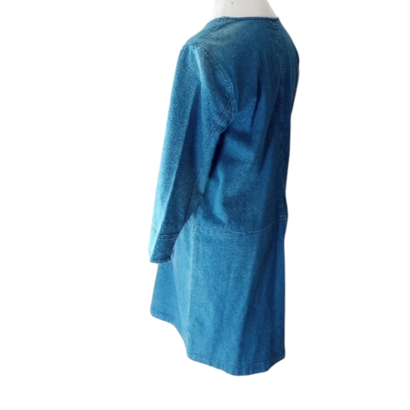 J.Jill Denim Dress. 3/4 Sleeve. Dropped Waist hem in back. Size 6. - Picture 3 of 6